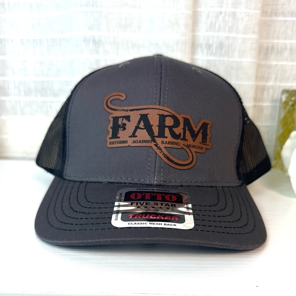 OTTO FARM Gray and Black Trucker Hat, 112-1